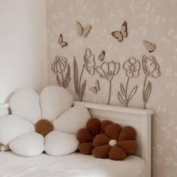 Wooden Flowers Butterflies Wanddeko Fleurs Murales Boho Nursery Deko Chambre B??b?? Geschenk Handmade D??coration Bois - thumbnail 3
