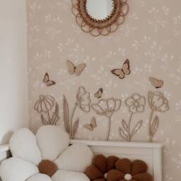 Wooden Flowers Butterflies Wanddeko Fleurs Murales Boho Nursery Deko Chambre B??b?? Geschenk Handmade D??coration Bois - thumbnail 2