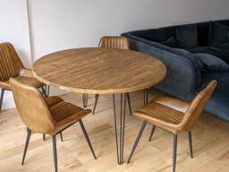 Round Dining Table Solid Wood, Rustic Kitchen Table, Handmade Wood Industrial