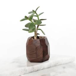 Geometric Wood Succulent Planter Modern Desk Decor - thumbnail 3