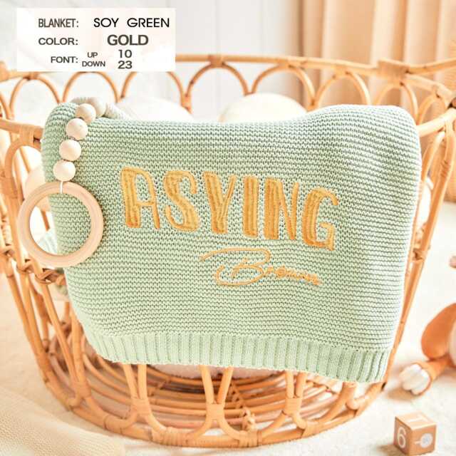 Personalized Embroidered Cotton Baby Blanket Newborn Gift - image 1