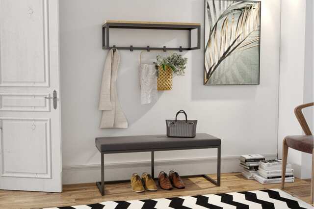 Lina 35cm Modern Bench/Seat in The Hall Living Room Bedroom Unique Look Strong Metal Frame Hand Made Poland - image 1