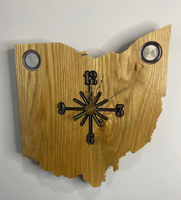 Ohio Handmade State Quarter Clock With Inlaid Quarters. Choice Of Wood. Customizable - image 1