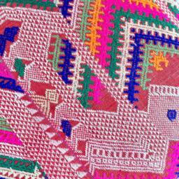 Vintage Embroidered Silk Textile Ethnic Piece Of Tradition Costume Pillow Cover - thumbnail 3