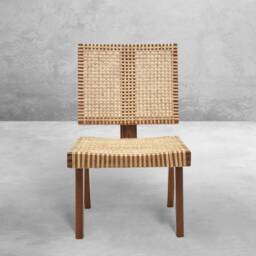 Rare Armless Easy Chair - Double Caned Lounge Pierre Jeanneret Inspired - thumbnail 2