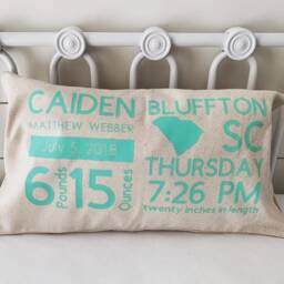 Personalized Birth Stats Pillow Cover- Stats- Announcement - Welcome Baby Shower Gift New - thumbnail 2