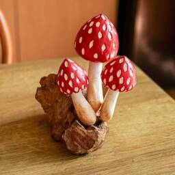 Wooden Mushroom 6 Inch/15 cm, Personalized Statue, Carving, Home Decor, Room Living Room, Office Gift Idea - thumbnail 3