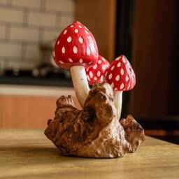 Wooden Mushroom 6 Inch/15 cm, Personalized Statue, Carving, Home Decor, Room Living Room, Office Gift Idea - thumbnail 4
