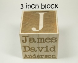 Engraved Maple Wood Baby Block, Personalized Nursery Decor - thumbnail 1