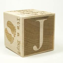 Engraved Maple Wood Baby Block, Personalized Nursery Decor - thumbnail 4