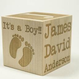 Engraved Maple Wood Baby Block, Personalized Nursery Decor - thumbnail 3