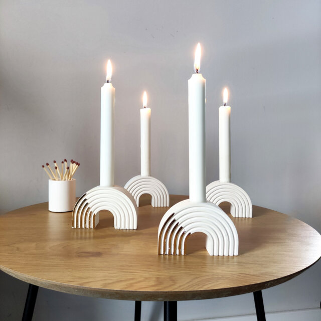 White & Gold Taper Candle Holders Modern Wedding Table Decor - image 1
