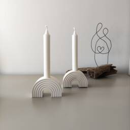 White & Gold Taper Candle Holders Modern Wedding Table Decor - thumbnail 2