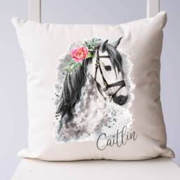 Personalised Horse Lover Cushion Gift , Printed Name Design Throw Pillow For Girls Boys Nursery Bedroom Christmas - thumbnail 3