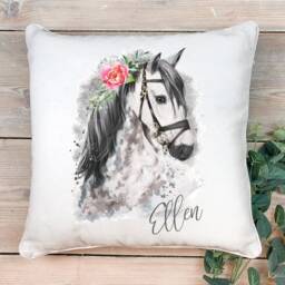 Personalised Horse Lover Cushion Gift , Printed Name Design Throw Pillow For Girls Boys Nursery Bedroom Christmas - thumbnail 2