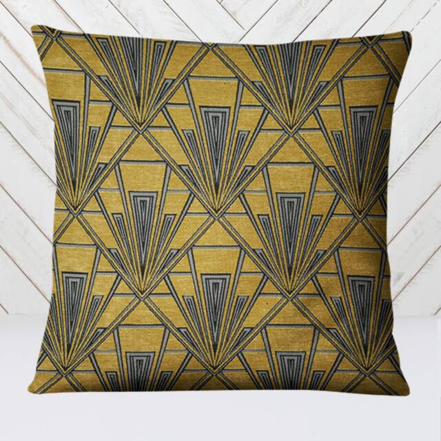 Extra Large Art Deco Cushion, Pillow Cover, Gold Yellow Velvet Single Or Double Sided 23 Inch Square - image 1