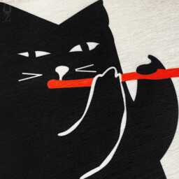 Black Cat Musician Velvet Cushion, Flute Art Pillow - thumbnail 2