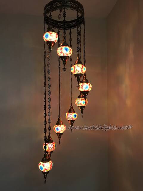 9 Ball Turkish Mosaic Chandelier Multi Color - image 1