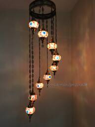 9 Ball Turkish Mosaic Chandelier Multi Color