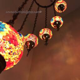 9 Ball Turkish Mosaic Chandelier Multi Color - thumbnail 2
