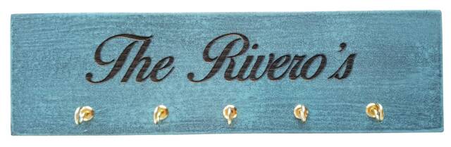 Personalized Engraved Wooden Key Rack, Wood Holder, Name Painted Name, Distressed - image 1