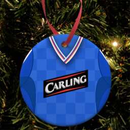Rangers 2009 Retro Home Shirt Kit Christmas Tree Decoration Bauble Flat Ceramic Great Gift