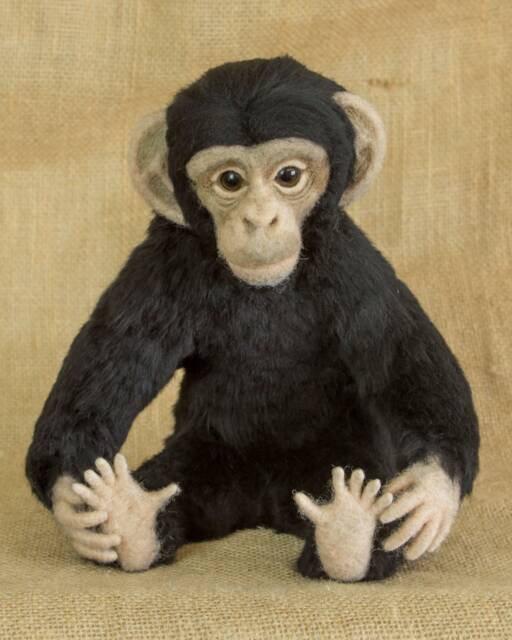 Made To Order Needle Felted Baby Chimpanzee Custom Needle Felted Animal Sculpture - image 1