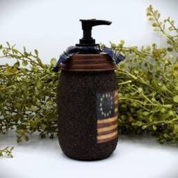 Grubby Americana Hand Soap Dispenser, Mason Jar Pump & Betsy Ross American Flag, Country Primitive Bathroom Dispenser - thumbnail 3