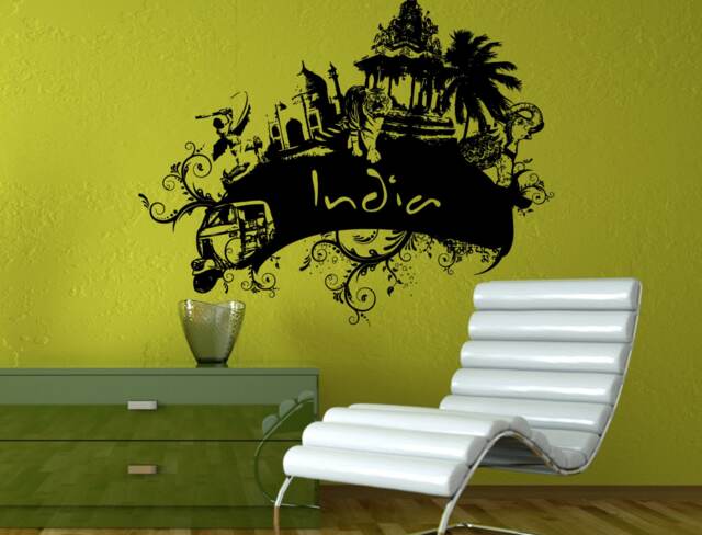 India Collage Jungle Tiger Buddha Ganesh Elephant God Temple Wall Decal Vinyl Sticker Mural Room Decor L1335 - image 1