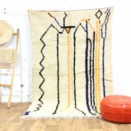 Handmade Moroccan Rug - Abstract Line Art Wool Carpet Modern Minimalist Boho Area - thumbnail 2