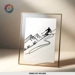 Minimalist Skiing Line Art - Set Of 3 Prints - Man Ski Gifts Drawing Decor Boy Skier Wall Posters Kids Artwork - thumbnail 3