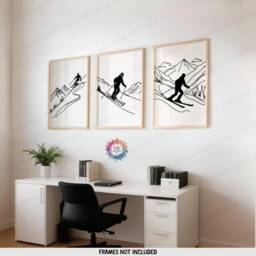 Minimalist Skiing Line Art - Set Of 3 Prints - Man Ski Gifts Drawing Decor Boy Skier Wall Posters Kids Artwork - thumbnail 2