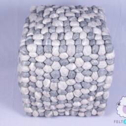 40cm Bulky Natural Wool Felt Stone Stool Felted Pebble Made Footstool Fair Trade & Ethically Handmade - thumbnail 3
