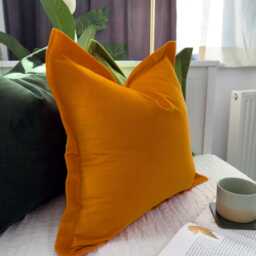 Velvet Burnt Orange Flanged Pillow Cover, Oxford Style Rust Cushion Modern Home Decor - Any Custom Size - thumbnail 3
