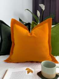 Velvet Burnt Orange Flanged Pillow Cover, Oxford Style Rust Cushion Modern Home Decor - Any Custom Size