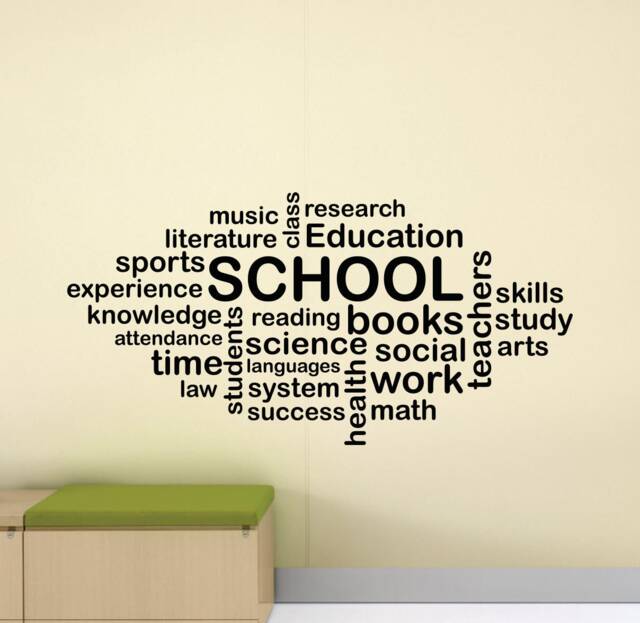 School Wall Decal Poster Education Sign Classroom Word Cloud Office Quote Gift Vinyl Sticker Playroom Decor Art Print G301 - image 1