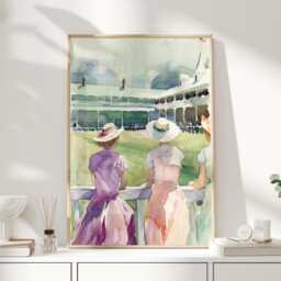 Kentucky Derby Poster, Horse Racing Wall Art, Elegant Watercolour Print, Racecourse Fashion Classic Sporting Decor - thumbnail 1