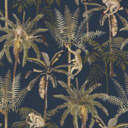 Charcoal Velvet & Tropical Lampshade With Dark Monkey Lining - thumbnail 3