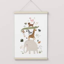 Jungle Animal Stack, Safari Animals Print, Scandi Nursery Decor, Boy Playroom Prints, Kids Art - thumbnail 3