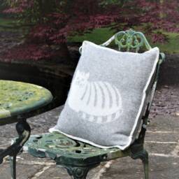 Cat Cushion Cover - Pure Wool Reversible Grey Pillowcase 45 X 45cm/ 18 In - thumbnail 2