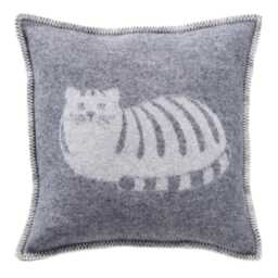 Cat Cushion Cover - Pure Wool Reversible Grey Pillowcase 45 X 45cm/ 18 In - thumbnail 1