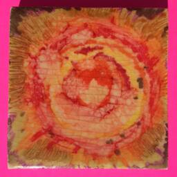 "Handmade Tile Coaster And/Or Wall Art Titled ""Lake Of Fire" - thumbnail 3