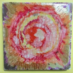 "Handmade Tile Coaster And/Or Wall Art Titled ""Lake Of Fire" - thumbnail 4
