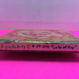 "Handmade Tile Coaster And/Or Wall Art Titled ""Lake Of Fire" - thumbnail 2