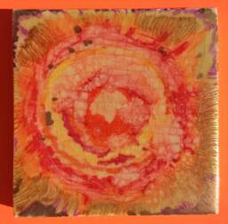 "Handmade Tile Coaster And/Or Wall Art Titled ""Lake Of Fire" - thumbnail 1