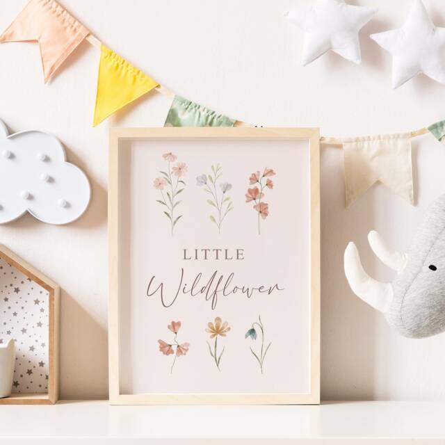 Little Wildflower Girls Nursery Print - New Baby Girl Gift Bedroom Playroom Decor - image 1