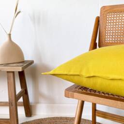 Linen Pillow Cover With Edge, Chartreuse Decorative Case Zipper Closure, Soft Cushion Decor, For Bedroom, Sofa, Bed - thumbnail 3