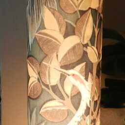 Handmade Tall Floor Lamp. Velvet Botanical Design. Ambient Lighting. Statement Piece - thumbnail 3