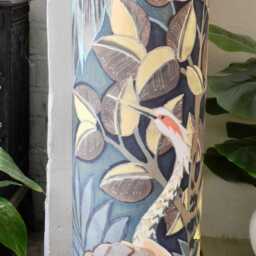 Handmade Tall Floor Lamp. Velvet Botanical Design. Ambient Lighting. Statement Piece - thumbnail 2