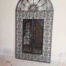 Handcrafted Moroccan Wrought Iron Wall Mirror - Sun Arch Door Design Moorish Decor - thumbnail 2